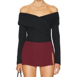 NEW NATION LTD mika off shoulder top in jet black